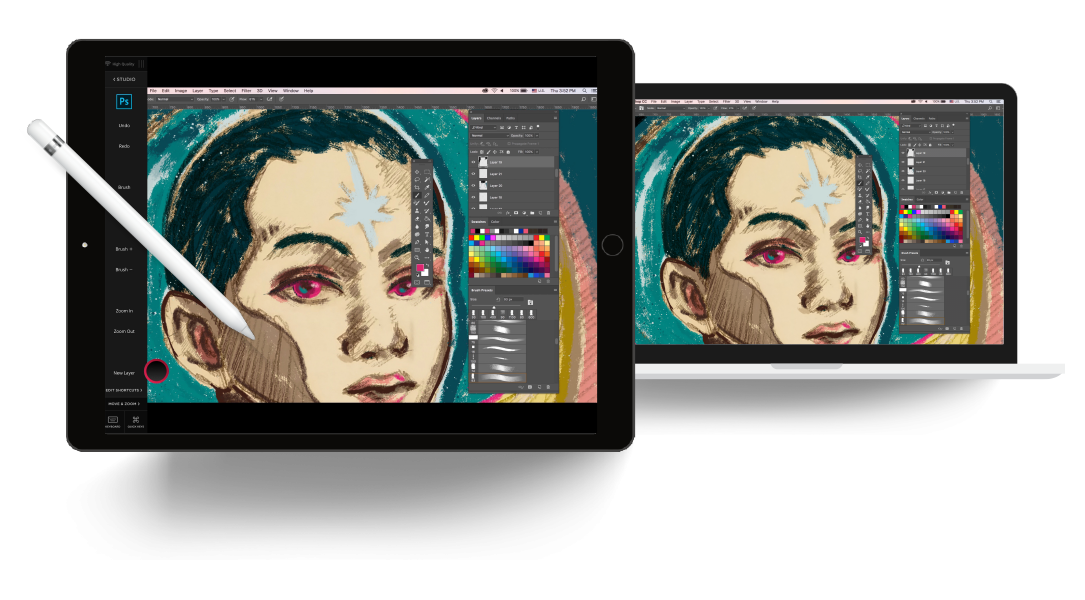 A digital drawing of a woman's face with a star on her forehead
