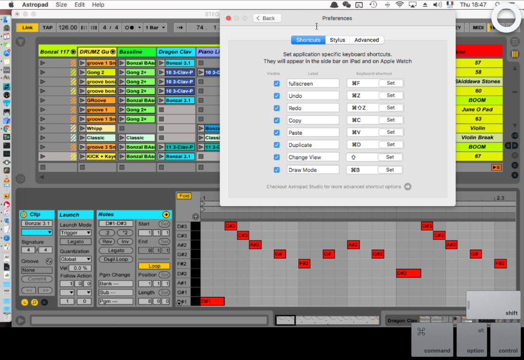 Customizing shortcuts for Ableton Live