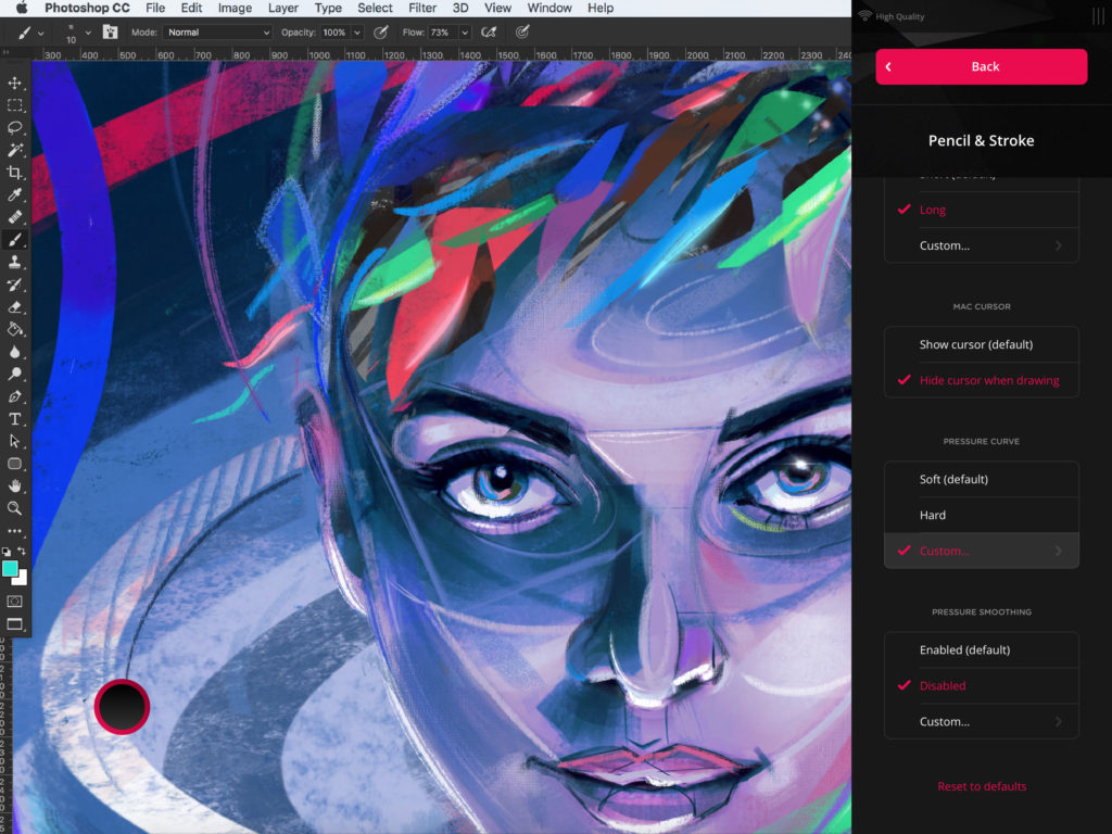 A colorful digital design of a woman's face. 