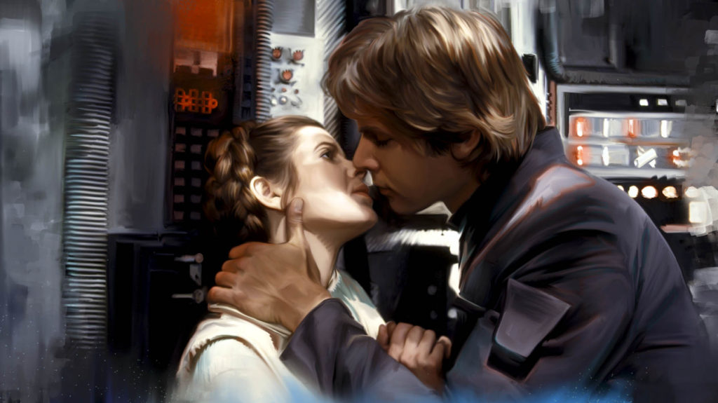Hana Solo kisses Princess Leia
