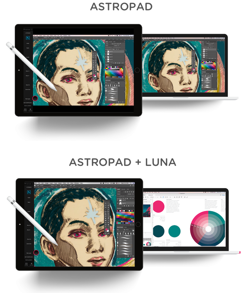 A design of a face being worked on in Astropad. 