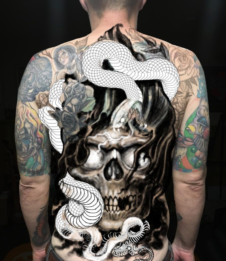 Work-in-progress: Tattoo design created in Clip Studio Paint by Russ Abbott