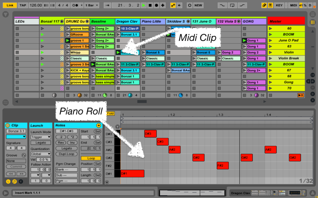 Directly touching Ableton's interface makes it easy to program midi notes in the piano roll