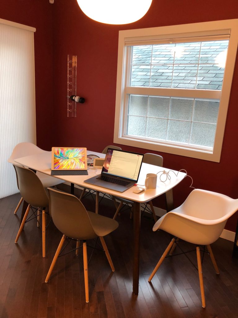 Corwin's dining room office setup