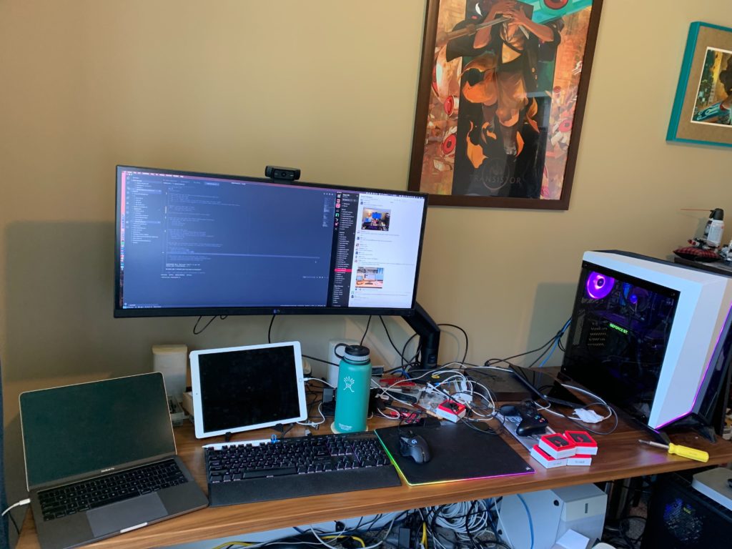 Jeremy's home office with various computers and monitors 