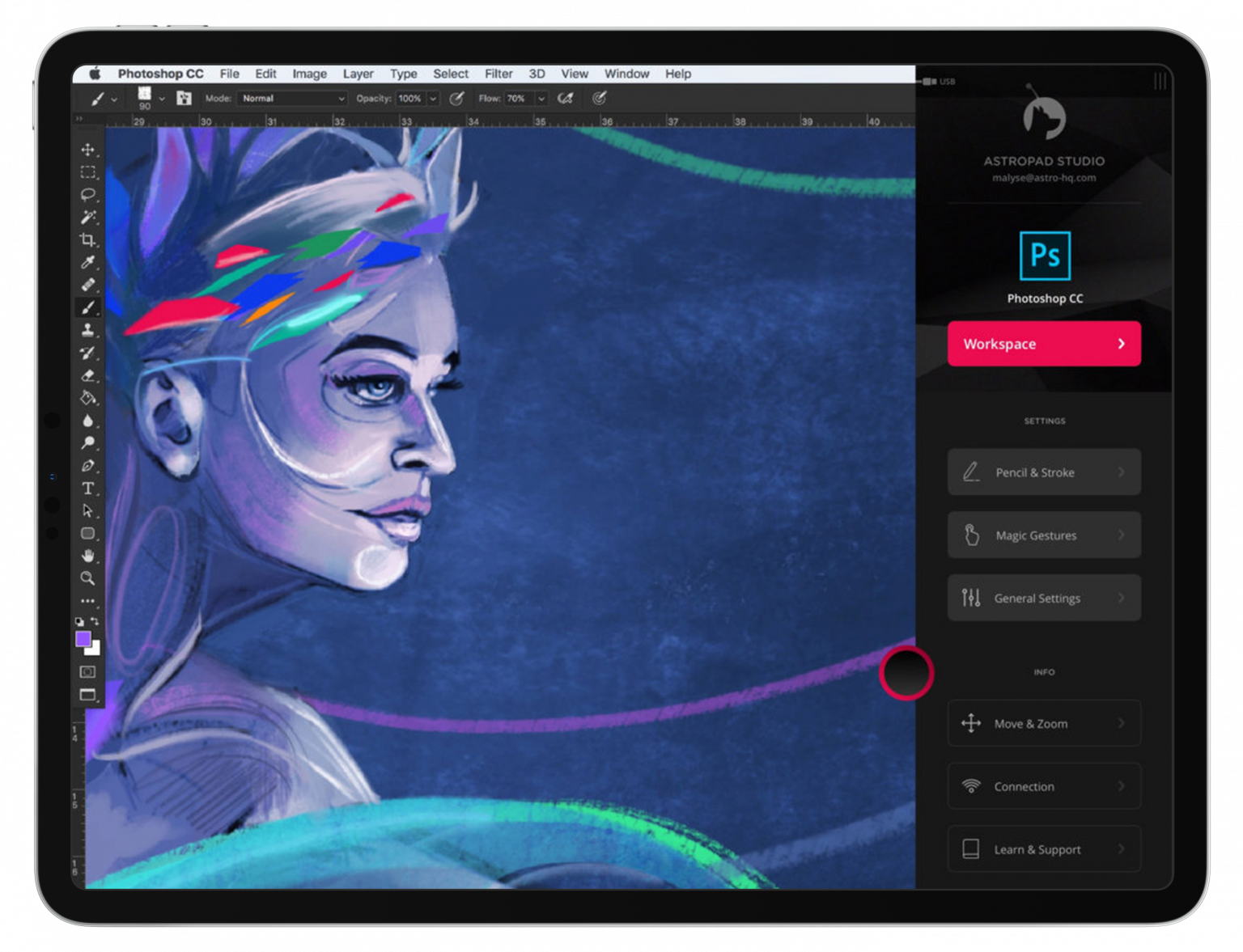 see how astropad studio works with zbrush