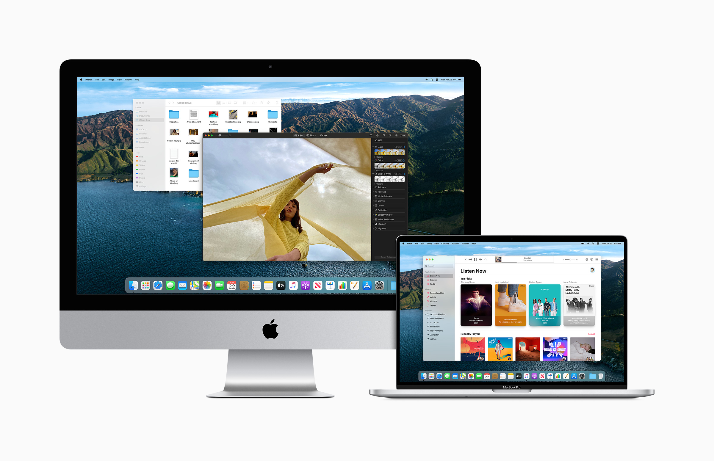 A Mac monitor and MacBook Pro
