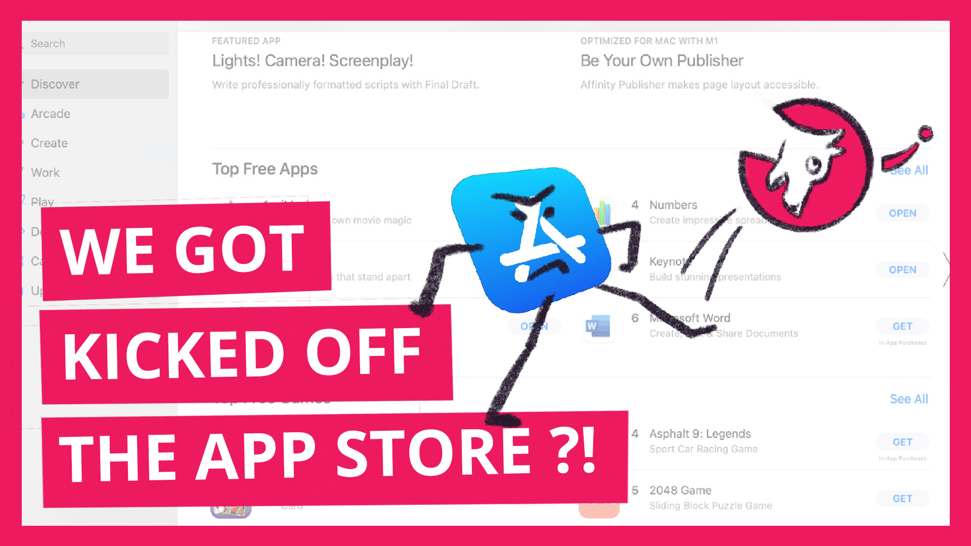 A cartoon App Store logo kicks away the Astropad logo
