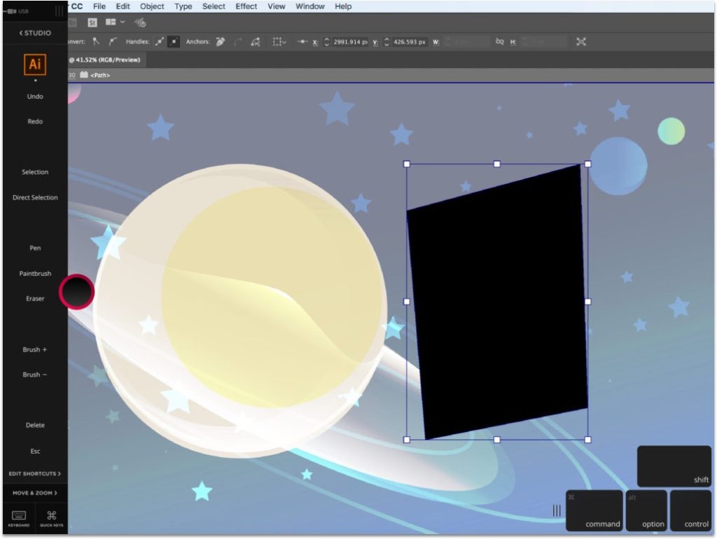 An illustration of a planet in Adobe Illustrator