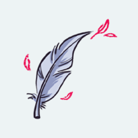 a drawing of a feather to show a lightweight iPad drawing stand