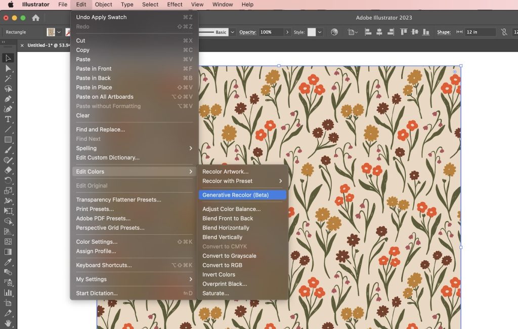 Open Generative Recolor Tool in Adobe Illustrator