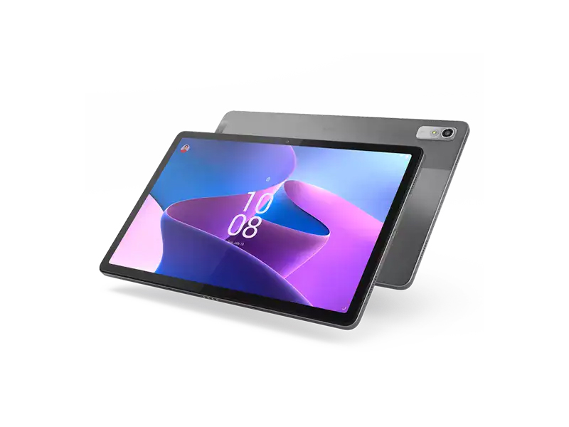 Lenovo Tab P11 Tablet (2nd Generation) hovering showing front and back of tablet 