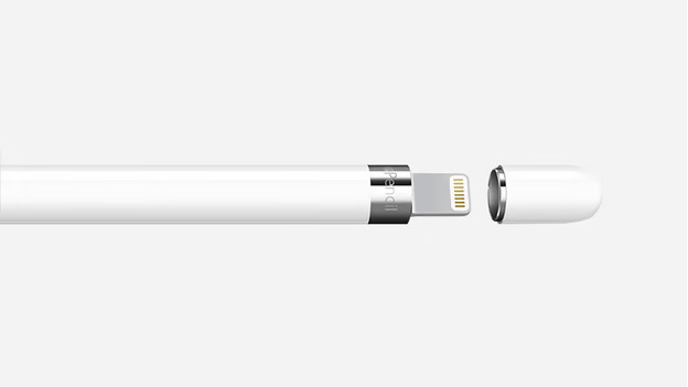 Apple Pencil Generation 1 with an unscrewed cap exposing the lightning connector