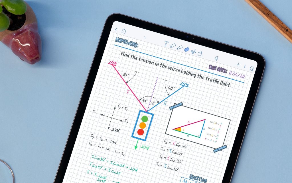 Screenshot of Notability on an iPad showing homework 