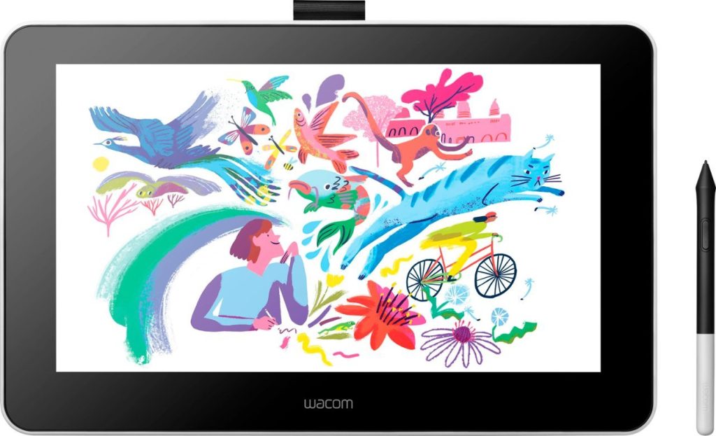 Wacom One Tablet with colorful doodles on the screen