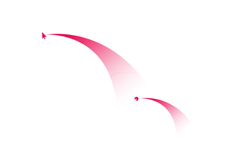 A stylized red swoosh moves upward across overlapping computer and tablet screens, set against a clean, minimalistic white background.