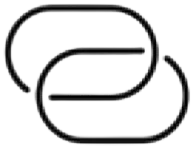 Two interlocking chain links are depicted, showcasing a connected design. The links are outlined with a gradient effect, emphasizing the connection in an abstract, minimalistic style.