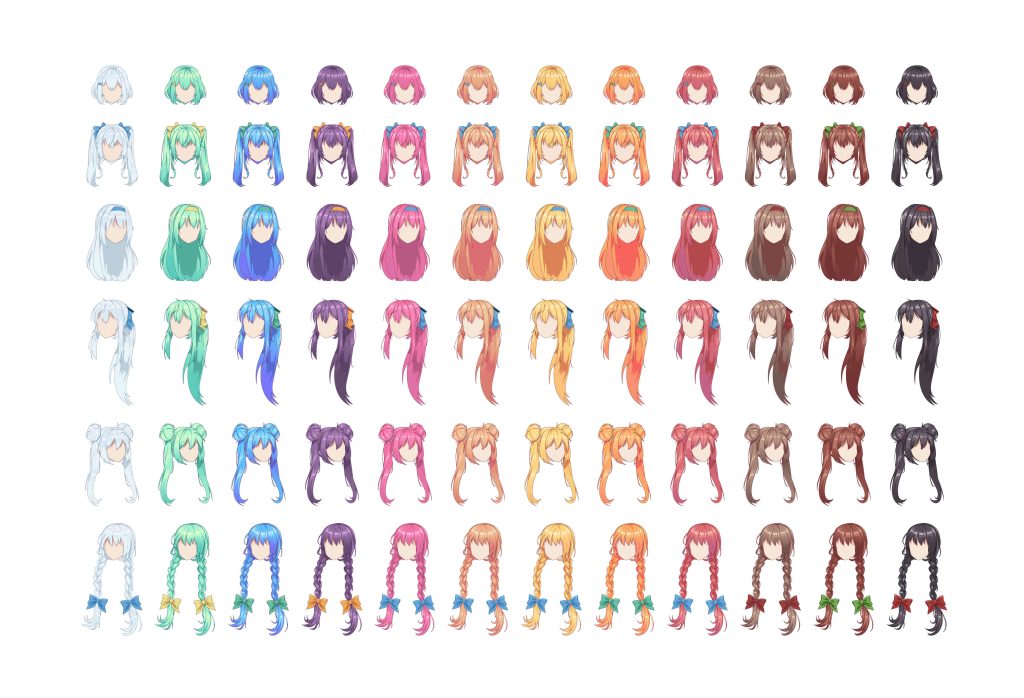 Colorful anime hair