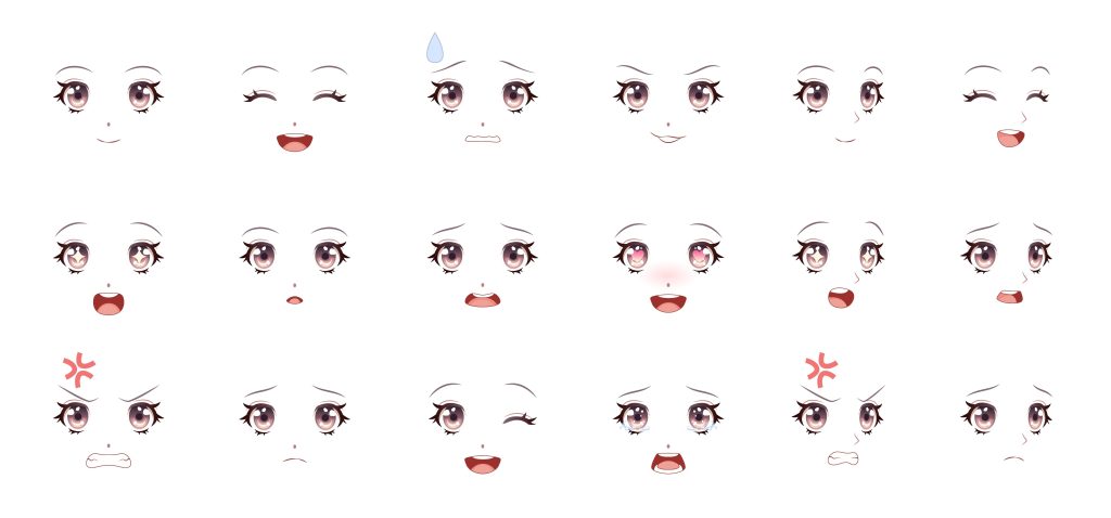 different drawings of anime mouth styles