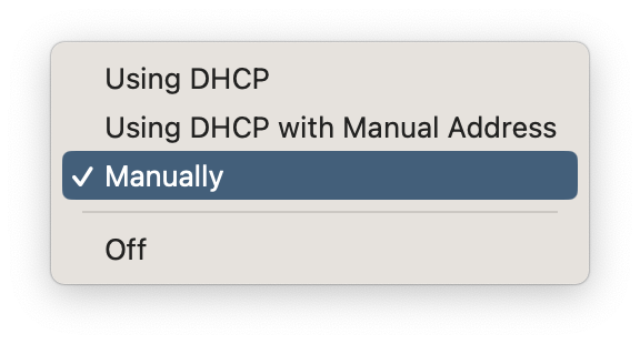 how to set ip address manually