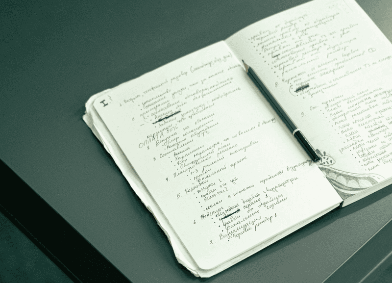 A notebook that displays the outline note-taking method