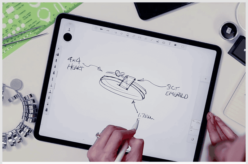 Sketch of a ring in the Sketchbook drawing app for iPad