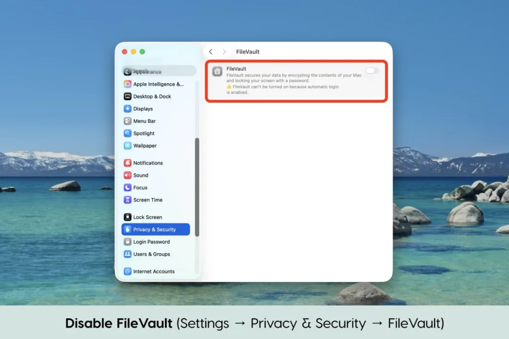 How to disable FileVault on Mac